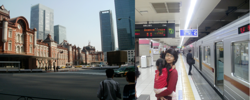 Kiri: Gedung Tokyo Station yang bergaya Eropa lama kontras dengan gedung-gedung modern di sekelilingnya. Kanan: setiap sudut stasiunnya bersih!